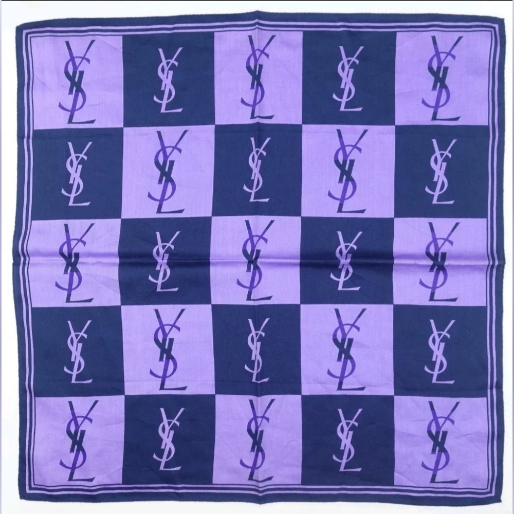 YSL Cotton Scarf Handkerchief Yves Saint Laurent For Hair Bag - Picture 2 of 6